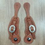 Correia de Espora em Couro Bordado c/ Margarida Sport Equine 8675
