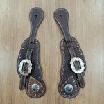 Correia de Espora em Couro Bordado c/ Margarida Sport Equine 8676