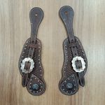 Correia de Espora em Couro Bordado c/ Margarida Sport Equine 8677