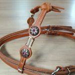  Cabeçada Testeira de Couro com Afogador Sport Equine 8840