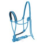 Cabresto para Cavalo 7 nós em Nylon Azul Turquesa c/ Cabo Sport Equine 4590