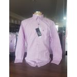 Camisa Tuff Xadrez Rosa C/ Branco Manga Longa 7072