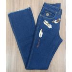 Calça Jeans Feminina American Country Boot Cut Bordada 873 8815