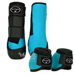 Kit Dianteiro Cloche e Caneleiras Azul Turquesa Sport Equine 5106