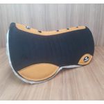 Manta Flow Tech Pad Tambor Boots Horse Preta C/ Couro Marrom 7402