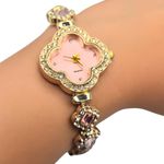 Pulseira Relógio Rosa Feminina Cravejado