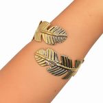 Bracelete Feminino Folha Texturizada Dourado