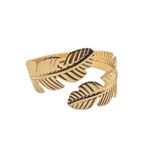 Bracelete Feminino Folha Texturizada Dourado