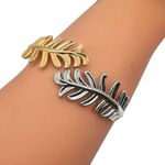 Bracelete Folhas Dourado Prata Feminino