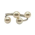 Bracelete Feminino Quatro Pérolas Prata