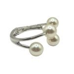Bracelete Feminino Quatro Pérolas Prata