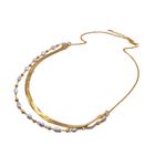 Colar Feminino Delicado Perolado Duplo Dourado