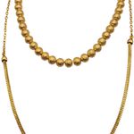 Colar Feminino Duplo com Esferas Dourado 