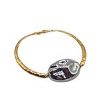 Colar Feminino Esfera Oval Martelado Mix