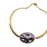 Colar Feminino Esfera Oval Martelado Mix