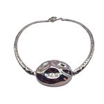 Colar Feminino Esfera Oval Martelado Prata