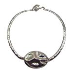 Colar Feminino Esfera Oval Martelado Prata