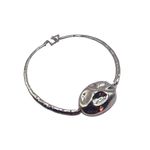 Colar Feminino Esfera Oval Martelado Prata