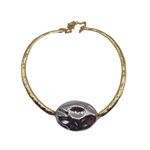 Colar Feminino Esfera Oval Martelado Mix