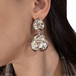Brinco Feminino Flor Dupla Prata