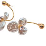 Brinco feminino Pérola Flor Orgânica Dourado