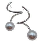 Brinco Feminino Pérola Prata Espiral