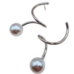 Brinco Feminino Pérola Prata Espiral