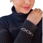 Pulseira Feminina Elos Retangular Prata