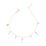 Pulseira Cruz Cravejada bolinhas chapadas