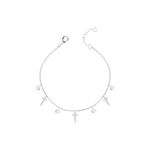 Pulseira Cruz Cravejada bolinhas chapadas