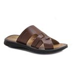 Chinelo Masculino Confortável em Couro Caramelo Leveterapia 