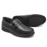 Sapato Casual Masculino Conforto Couro Preto Leveterapia 