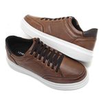 Sapatênis Casual com Elástico Couro Caramelo Leveterapia 