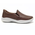 Tênis Feminino Confortável com elástico Couro Caramelo Levecomfort 