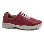 Tênis Feminino Confortável Couro Vermelho Levecomfort