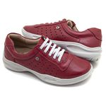 Tênis Feminino Confortável Couro Vermelho Levecomfort