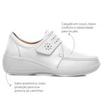 Sapato Feminino Confortável com Velcro Branco Levecomfort 