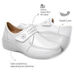 Sapato Feminino Confortável com Velcro Branco Levecomfort 