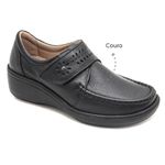 Sapato Feminino Confortável com Velcro Preto Levecomfort 