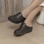 Sapato Mule Feminino Confortável Levecomfort em Couro Preto