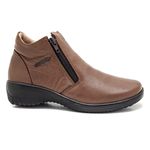 Bota Feminina Confortável Zíper Duplo Couro Caramelo Levecomfort 