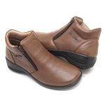 Bota Feminina Confortável Zíper Duplo Couro Caramelo Levecomfort 