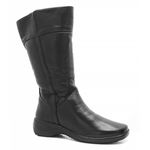 Bota Feminina Confortavel Zíper Couro Preto Levecomfort 