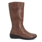 Bota Feminina Confortável Zíper Couro Caramelo Levecomfort