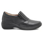 Sapato Mocassim Feminino Confortável com Ziper Preto Levecomfort 
