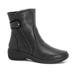 Bota Feminina Confortável Couro Legitimo Preto Levecomfort 