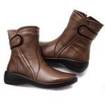 Bota Feminina Confortável Couro Legitimo Caramelo Levecomfort 
