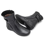 Bota Feminina Confortável Couro Legitimo Preto Levecomfort 