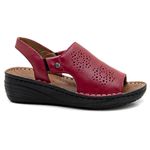 Sandália com Elástico em Couro Vermelho Levecomfort