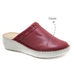 Tamanco com palmilha conforto em couro Vermelho 